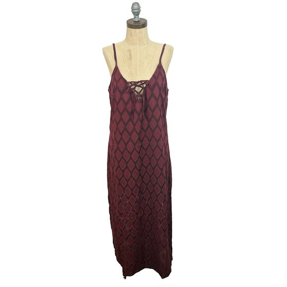 BAND OF THE FREE Lila Midi Dress M Merlot Lace Up WhimsyGoth Boho NWT B45 - Picture 2 of 6